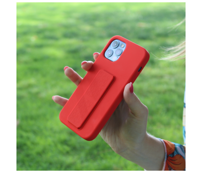 Liquid Silicone Red Case Magnet Grip Stand Mobile Case For iPhone 13 - Red - Zoom Image 4