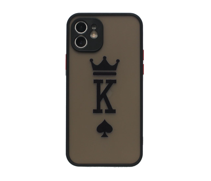 Matt Translucent Black Case Art Print King Mobile Cases For iPhone 12 Mini - Black and Grey - Zoom Image 1