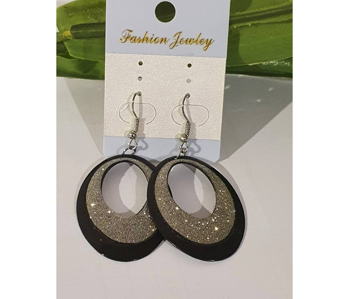 Strabella TSB08b Weightless Hanging Earrings For Women - Black and Silver - Zoom Image