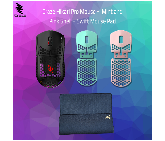 Craze C-HP-MPIS-M Hikari Pro and Mint and Pink Shell with Mousepad - Mint and Pink - Zoom Image 1