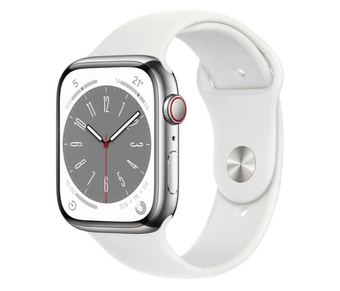 Apple Watch Series 8 GPS AND Cellular Silver Stainless Steel Case with Sport Band 45mm - Zoom Image 1