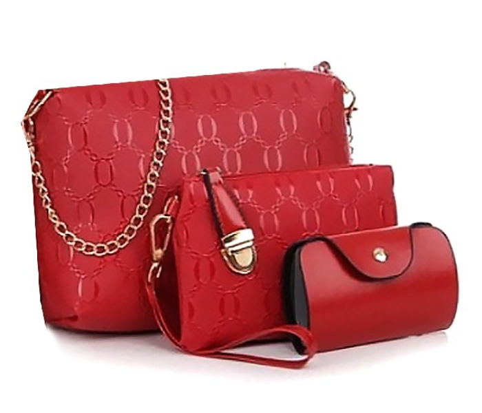 Ladies Luxury Bag 3 Pieces Set DDSK with Bear JA064 - Maroon - Zoom Image