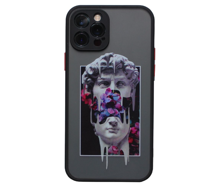 Matt Translucent Black Case Art Print Statue Flowers Mobile Case For iPhone 11 Pro Max - Black and Grey - Zoom Image 1