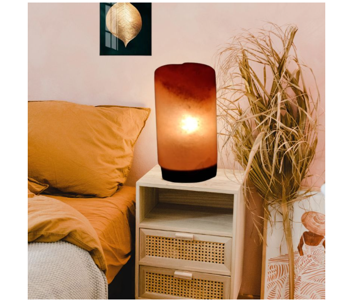 Techno Salt Lamp In Cylinder Shape With Wood Base - Zoom Image 1