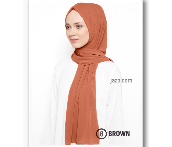 Instant Chiffon Premium Quality Hijab Head Wrap Scarf - Brown - Zoom Image