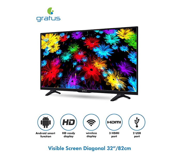 Gratus GASLED32ACFL 32 Inch Full HD Smart TV - Black - Zoom Image 3