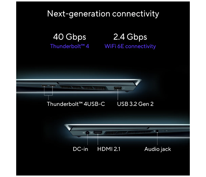 Asus UX582ZW-OLED209W Zenbook Pro Duo 15.6 Inch 4K UHD OLED Intel Core i9-12900H Processor 32GB DDR5 RAM 1TB SSD 8GB NVIDIA RTX 3070Ti Graphics Windows 11 Home with Asus Sleeve and Stylus Pen - Blue - Zoom Image 4