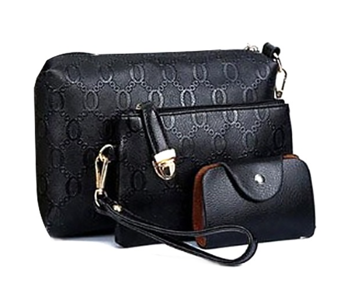 Ladies Luxury Bag 3 Pieces Set DDSK with Bear JA064 - Black - Zoom Image