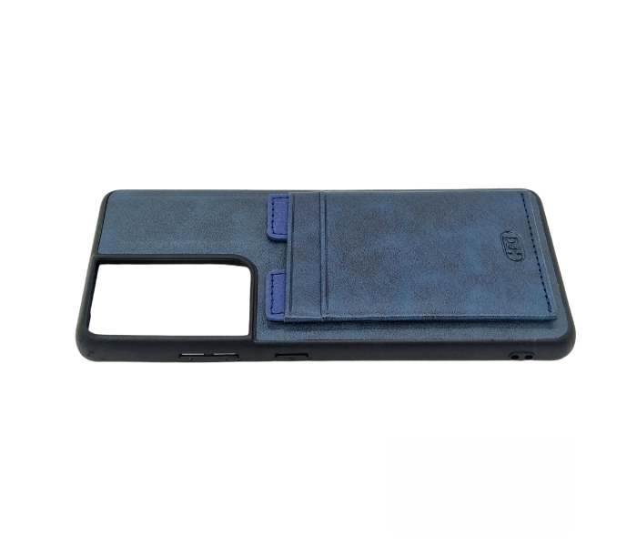 Leather Back Cover with Card Holder Case for Samsung Galaxy S21 Ultra - Navy Blue - Zoom Image 3