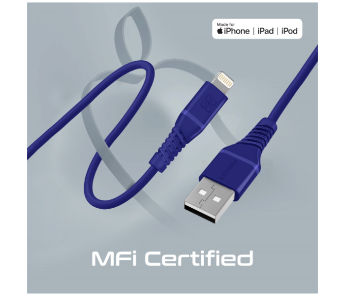 Promate POWERLINE-AI120 1.2m Cord USB-A to Lightning Cable - Blue - Zoom Image 6