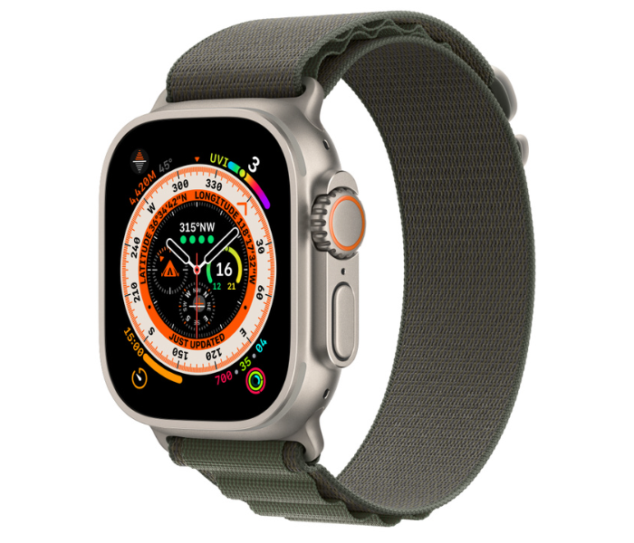 Apple Watch Ultra GPS And Cellular Titanium Case with Green Alpine Loop 49mm Band size Medium - Zoom Image 1