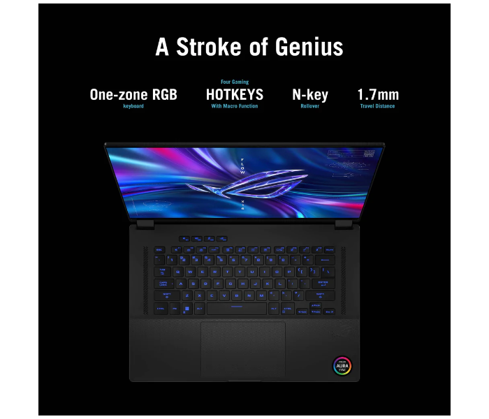 ASUS ROG FLOW X16 GV601RW-M5056W 16 inch QHD Plus AMD Ryzen R9 6900HS Processor 32GB DDR5 RAM 1TB SSD 8GB NVIDIA GeForce RTX 3070Ti Graphics Windows 11 Home with ASUS Backpack and Stylus Pen - Grey - Zoom Image 7