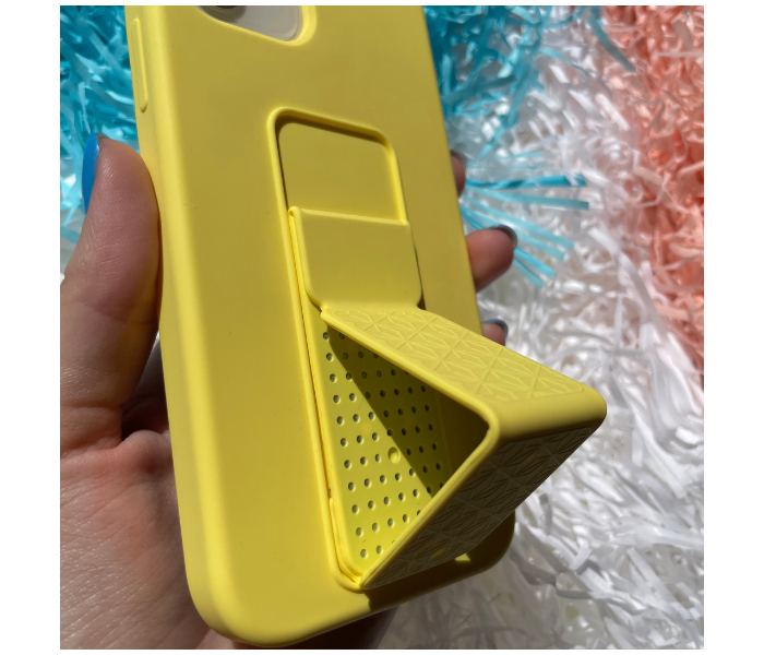 Liquid Silicone Yellow Case Magnet Grip Stand Mobile Case For iPhone 12 - Yellow - Zoom Image 8