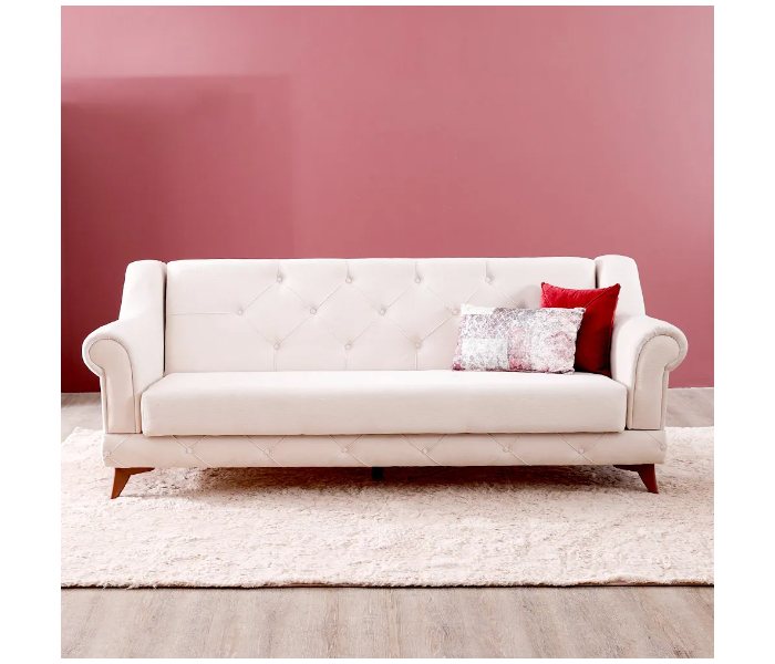 Danube Home Perla Three Seater Fabric Sofa - Cream - Zoom Image 2