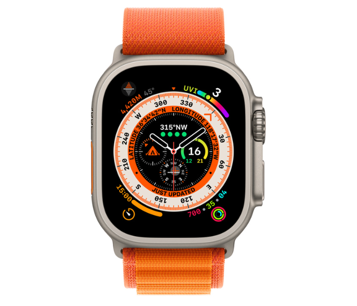 Apple Watch Ultra GPS And Cellular Titanium Case with Orange Alpine Loop 49mm Band size Medium - Zoom Image 2