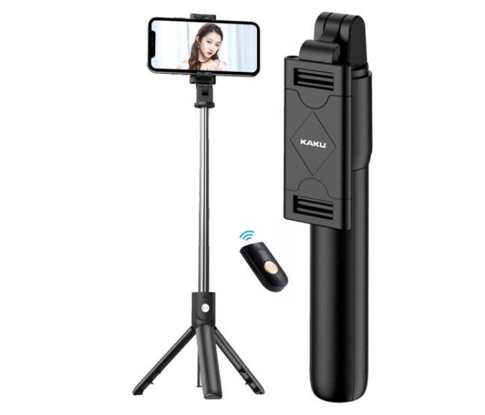 Kakusiga Portable Wireless Remote Control Bluetooth Foldable Mini Tripod Selfie Stick - Black - Zoom Image 1