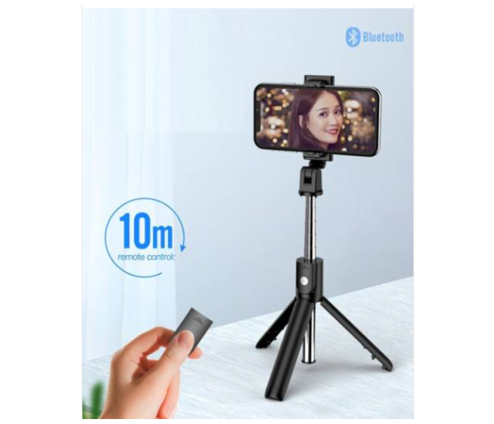 Kakusiga Portable Wireless Remote Control Bluetooth Foldable Mini Tripod Selfie Stick - Black - Zoom Image 3