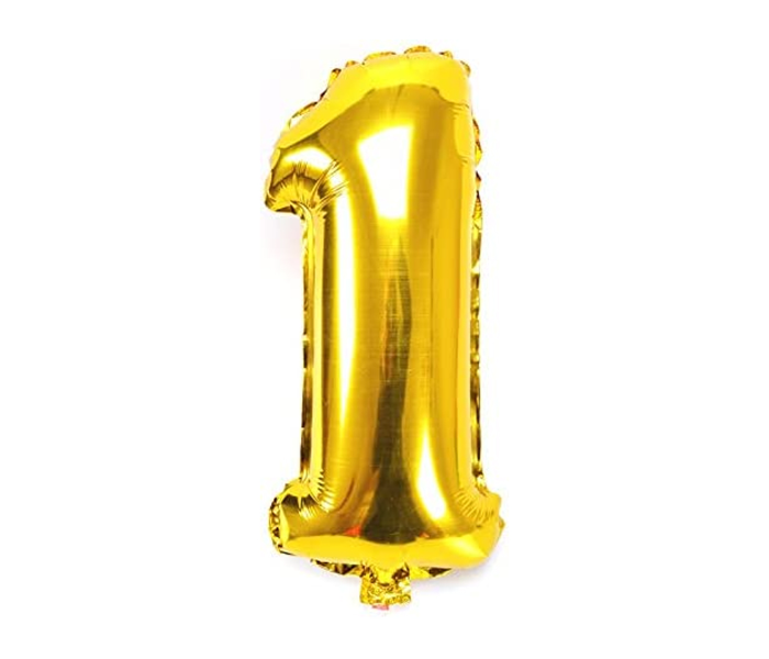 Number-1 16 Inch Number Aluminum Balloon - Golden - Zoom Image 1