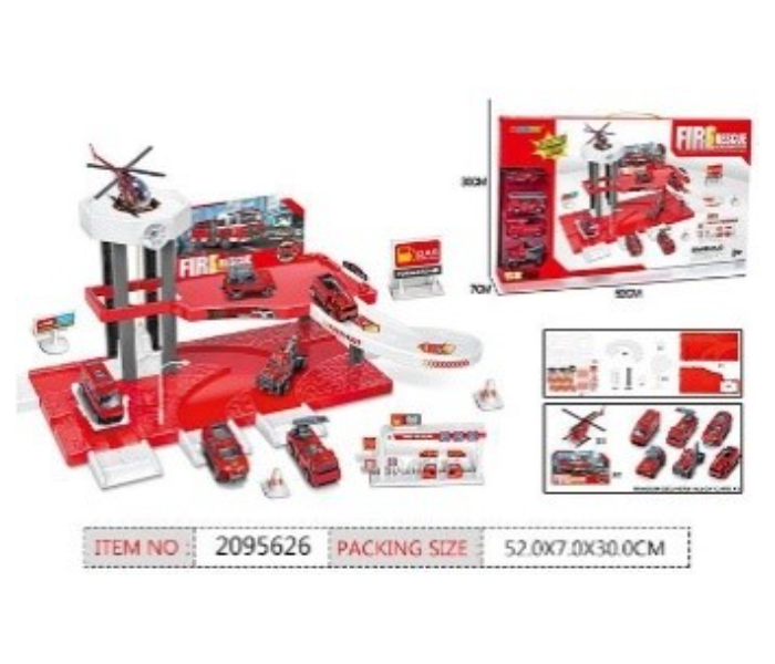 DK1054 Parking Lot With 3 Pieces Metal Cars and Metal Plane Activity Toy For Kids - Red - Zoom Image