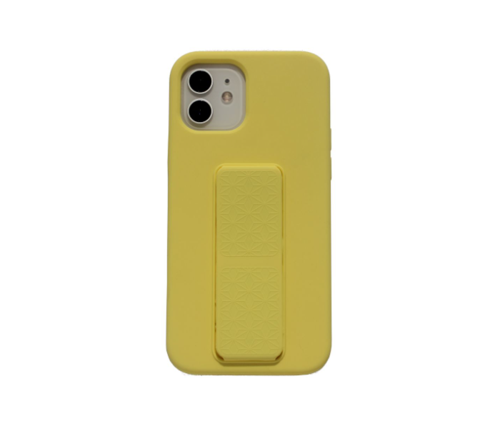 Liquid Silicone Yellow Case Magnet Grip Stand Mobile Case For iPhone 12 Pro - Yellow - Zoom Image 1