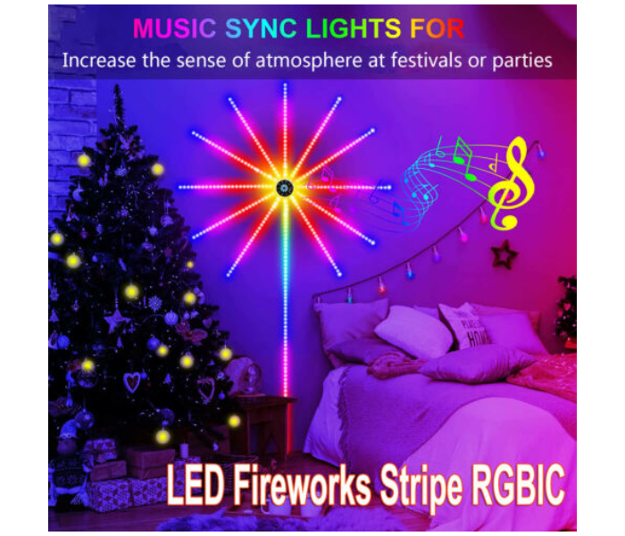 Galaxy Ocean LED Firework Strip Lights Dream Color RGB Smart Music Sync APP and Remote Control - Zoom Image 2