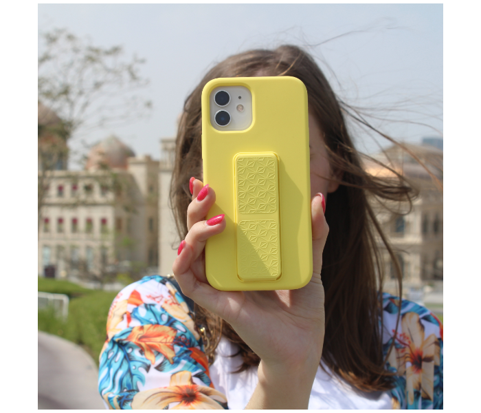 Liquid Silicone Yellow Case Magnet Grip Stand Mobile Case For iPhone 11 - Yellow - Zoom Image 6