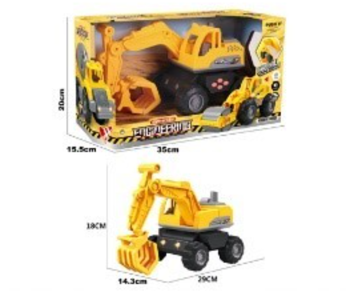 DK1170 Friction Construction Car With Light Activity Toy For Kids - Yellow - Zoom Image