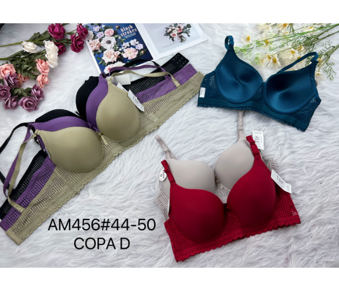 Pack of 6 AM456 Fancy Full Cup Single Padded 44 Size Bra For Women - Zoom Image