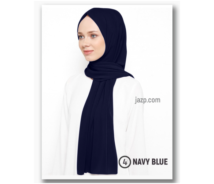 Instant Chiffon Premium Quality Hijab Head Wrap Scarf - Navy Blue - Zoom Image