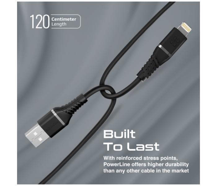 Promate POWERLINE-AI120 1.2m Cord USB-A to Lightning Cable - Black - Zoom Image 5