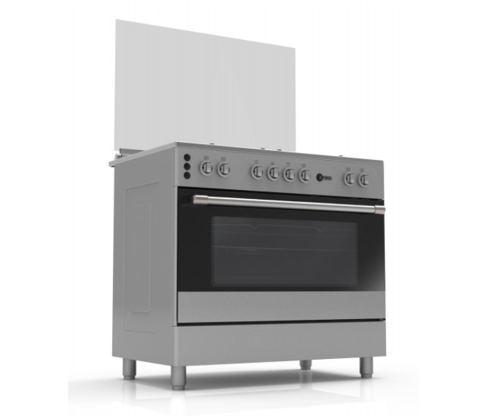 Afra AF-90 Stainless Steel 90X60 Free Standing Cooking Range - Silver and Black - Zoom Image 1