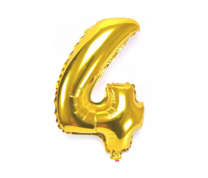 Number-4 16 Inch Number Aluminum Balloon - Golden - Zoom Image 1