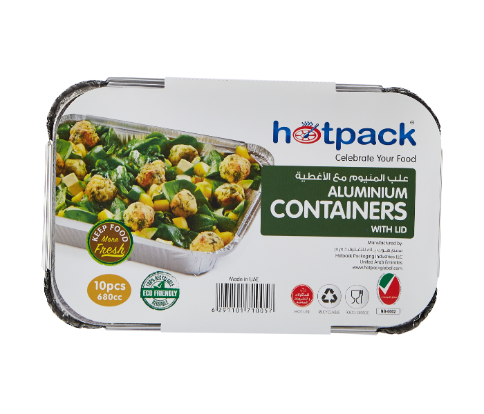 Hotpack HSM8368 Pack of 10 Pieces 680ml Aluminium Container - Silver - Zoom Image 1