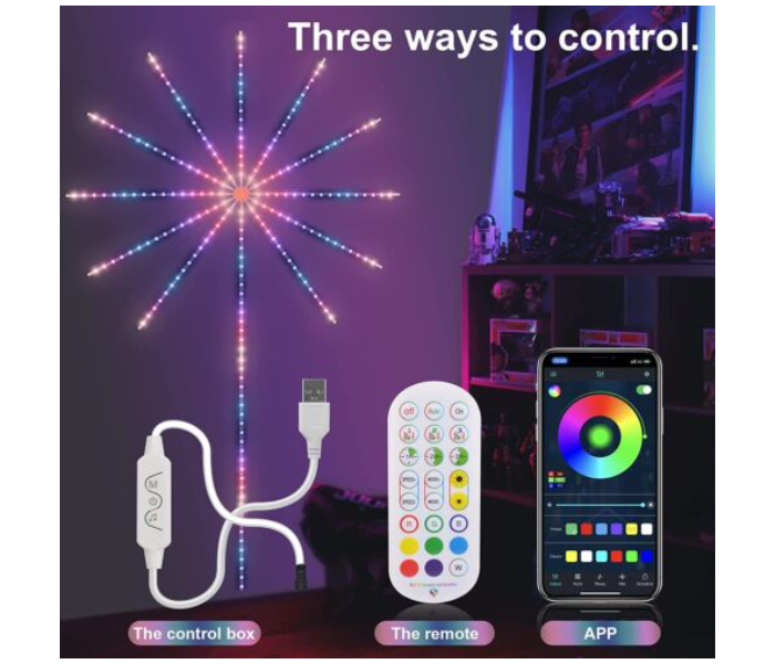 Galaxy Ocean LED Firework Strip Lights Dream Color RGB Smart Music Sync APP and Remote Control - Zoom Image 5