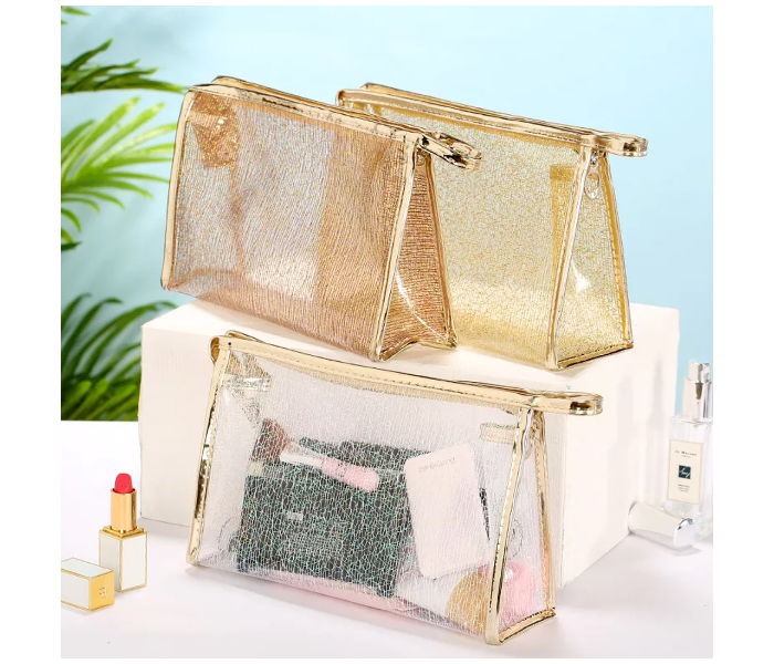 Spun Gold Transparency Zipper Jelly Cosmetic Storage Bag - Gold - Zoom Image 2