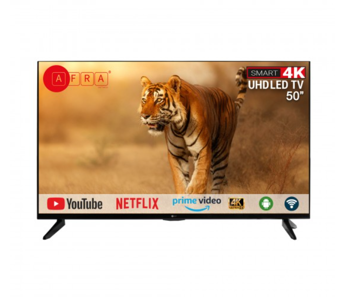 Afra AF-50114KBK 50 Inch Dvb-T2 UHD 4K LED Android Smart TV - Black - Zoom Image 1