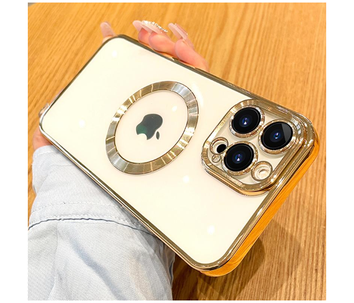 Luxury Transparent Plating Logo Hole Case Glass Camera Protector Cover for iPhone 12 - Gold - Zoom Image 1