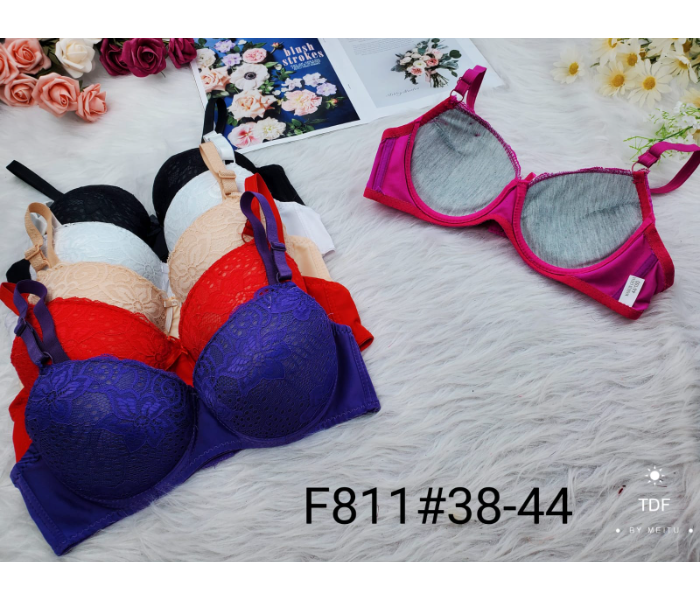 Pack of 6 F811 Fancy Full Cup Single Padded 40 Size Bra For Women - Zoom Image