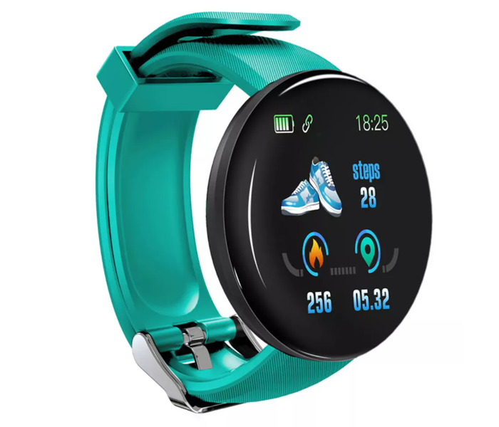 D18 Fitness Tracker Bluetooth Smart Bracelet Heart Rate Monitor with colour LCD Touch Screen for Android and iOS - Green - Zoom Image