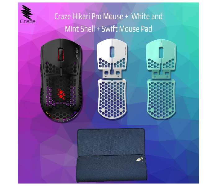 Craze C-HP-WBS-M Hikari Pro and White and Blue Shell with Mousepad - White and Blue - Zoom Image 1