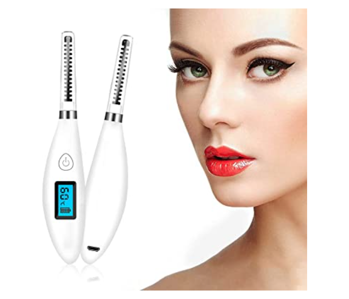 Newest Ceramic USB Rechargeable Electric Heated Eye Lash Curler with Comb - White - Zoom Image 1