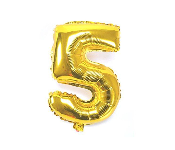 Number-5 16 Inch Number Aluminum Balloon - Golden - Zoom Image 1