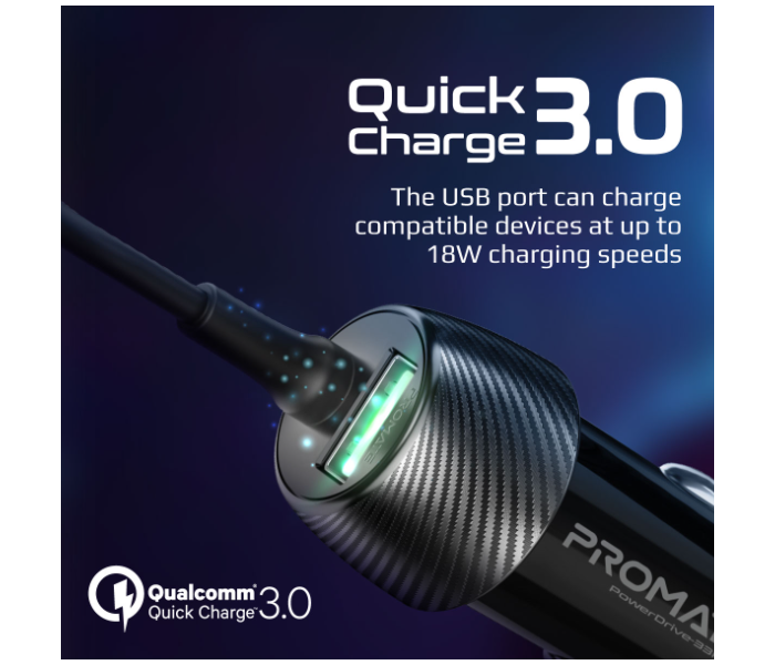 Promate PowerDrive-33PDC 33W USB-C Car Charger - Black - Zoom Image 4