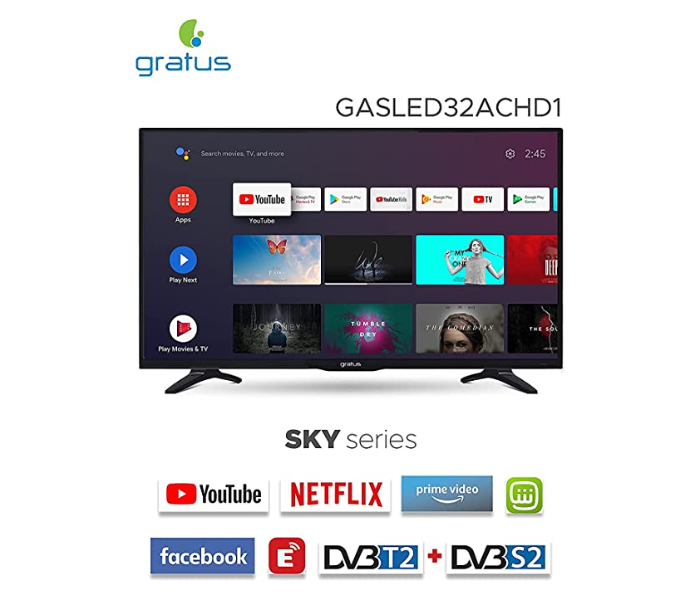 Gratus GASLED32ACFL 32 Inch Full HD Smart TV - Black - Zoom Image 4