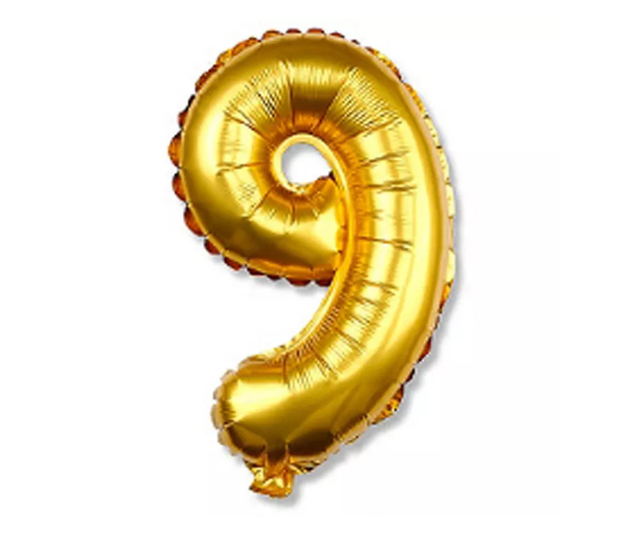 Number-9 16 Inch Number Aluminum Balloon - Golden - Zoom Image 1