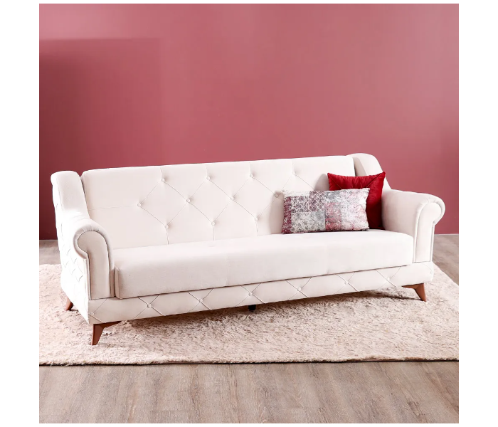 Danube Home Perla Three Seater Fabric Sofa - Cream - Zoom Image 3