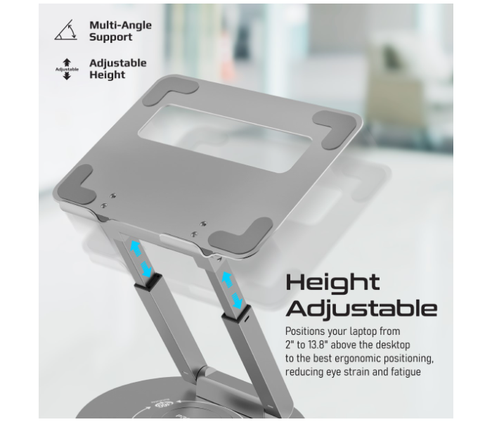 Promate DESKMATE-6 Heat Dissipation Laptop Stand - Grey - Zoom Image 3