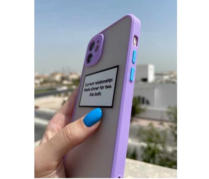 Matt Translucent Case Purple Bumper Art Print Relationship Status Mobile Cases For iPhone 12 Pro - Purple - Zoom Image 3