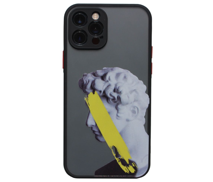 Matt Translucent Black Case Art Print Statue Yellow Mobile Case For iPhone 12 - Black and Grey - Zoom Image 1