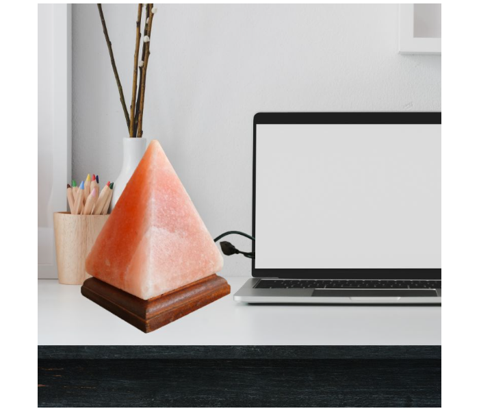 Techno Pyramid Shaped Salt Lamp With Usb Cable - Zoom Image 1